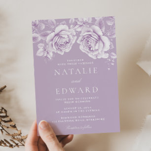 Elegant Vintage Lavender Floral Wedding Invitation