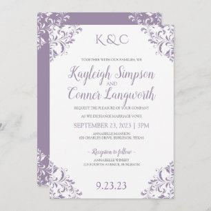 Elegant Vintage Lavender Wedding Invitations