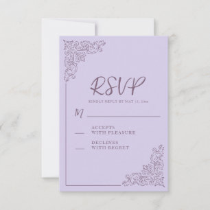 Elegant Vintage Lavender Wedding  RSVP Card