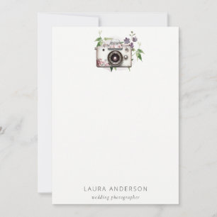 Elegant Vintage Leafy Floral Camera Photography  Card