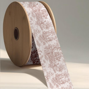 Elegant Vintage Light Brown Toile Ribbon Satin Ribbon