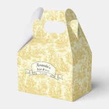 Elegant vintage light yellow de jouy monogram 