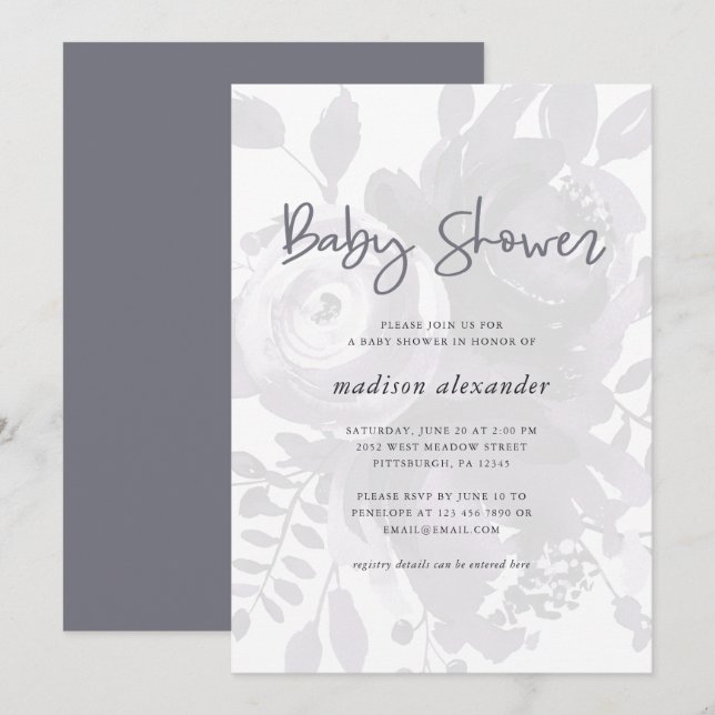 Elegant Vintage Look Floral Baby Shower Invitation (Front/Back)