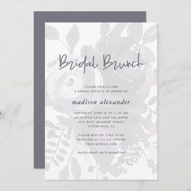 Elegant Vintage Look Floral Bridal Brunch Invitation (Front/Back)