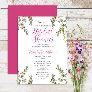 Elegant Vintage Magenta Surprise Bridal Shower  Invitation