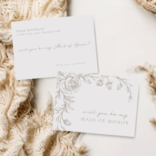 Elegant Vintage Maid of Honor Proposal Card