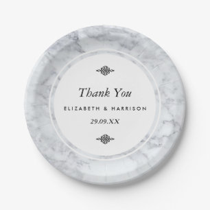 Elegant Vintage Marble Wedding Paper Plate