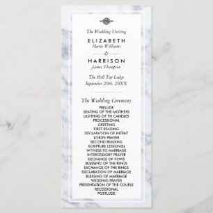Elegant Vintage Marble Wedding Program Programme