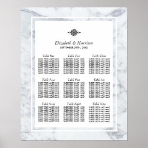 Elegant Vintage Marble Wedding Seating Chart