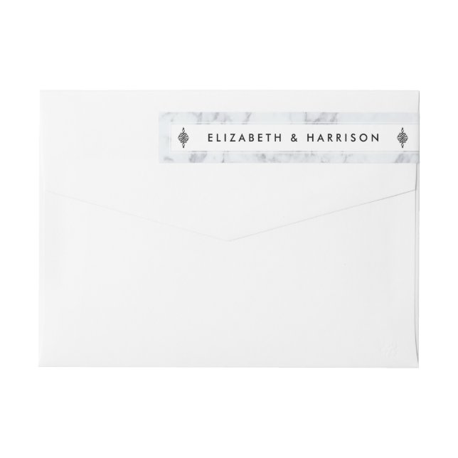 Elegant Vintage Marble Wedding Wrap Around Label (Back)