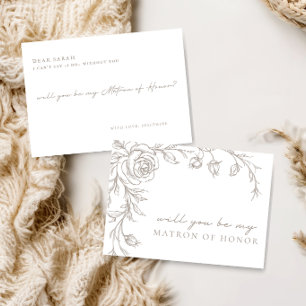 Elegant Vintage Matron of Honor Proposal Card