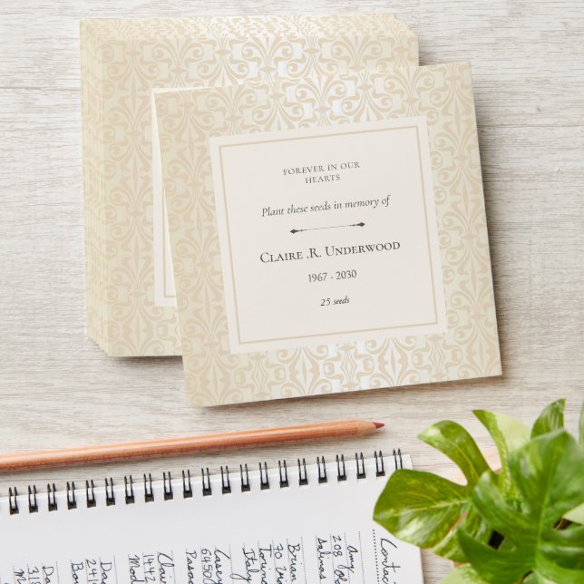 Elegant Vintage Memorial Funeral Seed Packet  Envelope (Stacked)