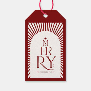 Elegant Vintage Merry Christmas Red and White Gift Tags
