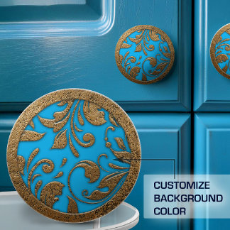 Elegant Vintage Metal Scrollwork Ceramic Knob
