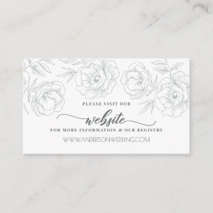 Elegant Vintage Modern Grey Floral Wedding Enclosure Card