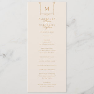 Elegant Vintage Monogram Black and White Wedding Programme