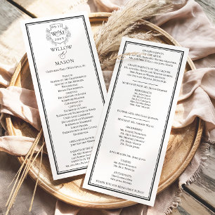 Elegant Vintage Monogram Crest Wedding Programme