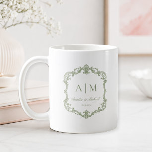 Elegant Vintage Monogram Wedding Coffee Mug
