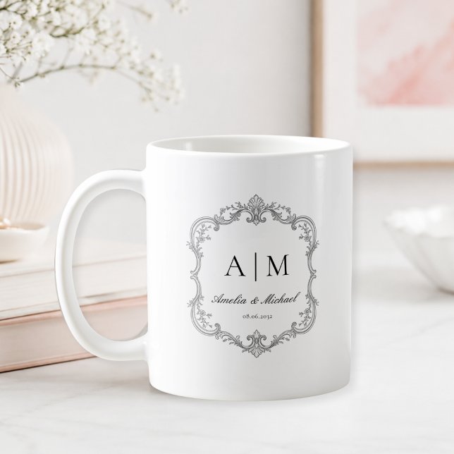  Elegant Vintage Monogram Wedding  Coffee Mug (Elegant Vintage Monogram Wedding Coffee Mug)