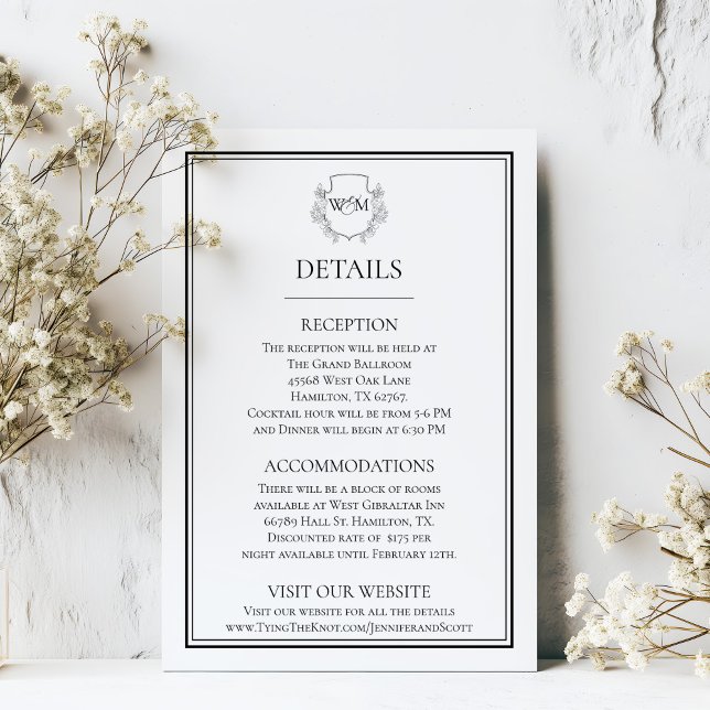 Elegant Vintage Monogram Wedding Enclosure Card (Elegant Vintage Monogram Wedding Enclosure Card)