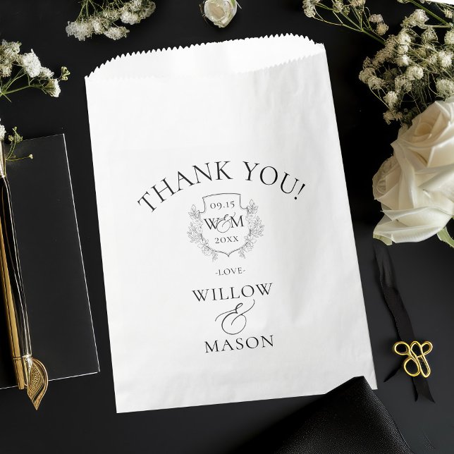 Elegant Vintage Monogram Wedding  Favour Bags (Elegant Vintage Monogram Wedding Thank You Favor Bag)