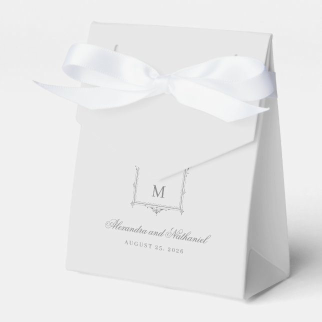 Elegant Vintage Monogram Wedding Favour Box (Front Side)