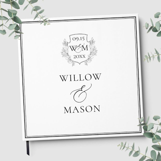 Elegant Vintage Monogram Wedding Guest Book (Elegant Vintage Monogram Wedding Guest Book)