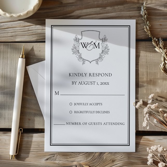 Elegant Vintage Monogram Wedding RSVP Card (Elegant Vintage Monogram Wedding RSVP Card)