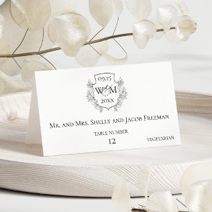 Elegant Vintage Monogram Wedding Seating Place Card