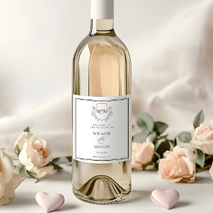 Elegant Vintage Monogram Wedding Wine Label