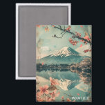 Elegant Vintage Mount Fuji Japan Travel Magnet<br><div class="desc">This is a beautiful vintage Mount Fuji Japan Magnet showcasing the breathtaking scenery of the famous japanese travel destianation with the iconic mountain. Great travel souvenir and gift for every tourist. Make it your own and purchase now.</div>