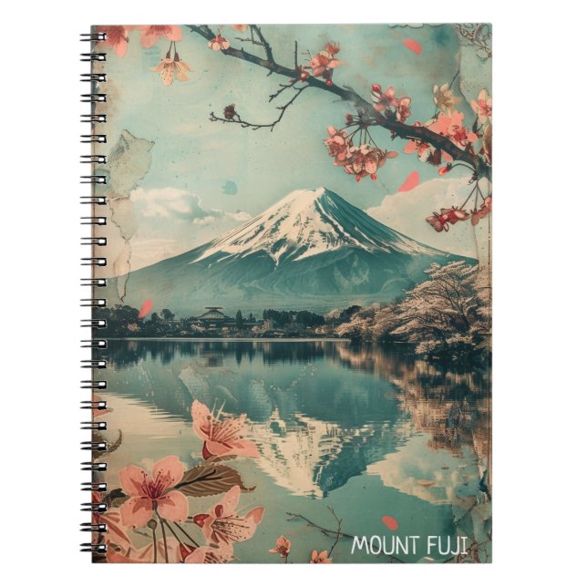 Elegant Vintage Mount Fuji Japan Travel Notebook (Front)
