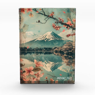 Elegant Vintage Mount Fuji Japan Travel Photo Block