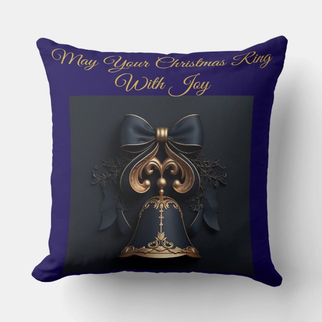 -Elegant Vintage Navy Blue and Gold Chr Cushion (Front)