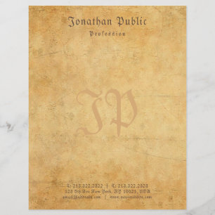 Elegant Vintage Nostalgic Handwritten Monogram Custom Letterhead