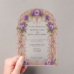 Elegant Vintage Nouveau Floral Arch Wedding Acrylic Invitations