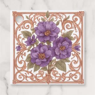 Elegant Vintage Nouveau Floral Arch Wedding Favour Tags