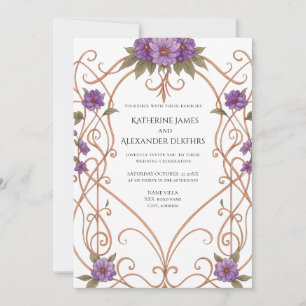 Elegant Vintage Nouveau Floral Arch Wedding Invitation