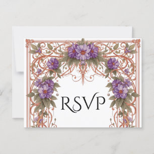 Elegant Vintage Nouveau Floral Arch Wedding RSVP Postcard