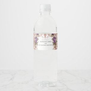 Elegant Vintage Nouveau Floral Arch Wedding Water Bottle Label