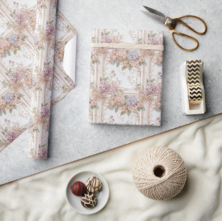 Elegant Vintage Nouveau Floral Arch Wedding Wrapping Paper