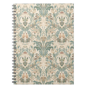 Elegant Vintage Nouveau Floral Birds Pattern Notebook