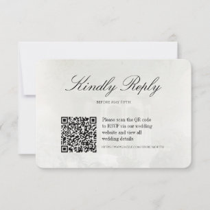 Elegant Vintage Oil Painting Wedding with QR code RSVP Card
