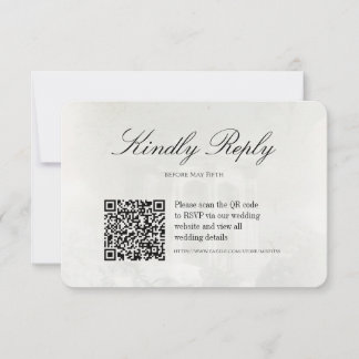 Elegant Vintage Oil Painting Wedding with QR code RSVP Card