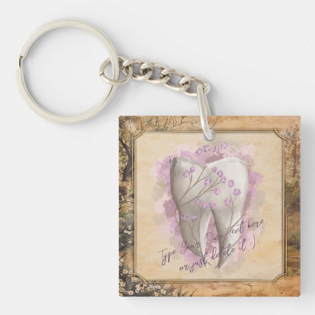 Elegant Vintage Old Fashioned Dental Gift Key Ring (Front)