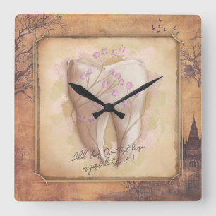 Elegant Vintage Old Fashioned Dental Gift Square Wall Clock