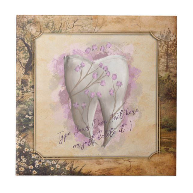 Elegant Vintage Old Fashioned Dental Gift Tile (Front)