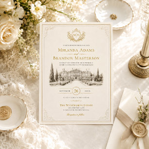 Elegant Vintage Old Money Wedding Invitation