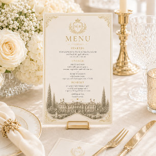 Elegant Vintage Old Money Wedding Menu