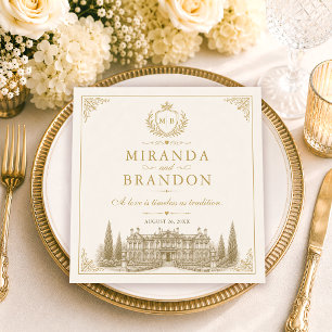Elegant Vintage Old Money Wedding Napkin